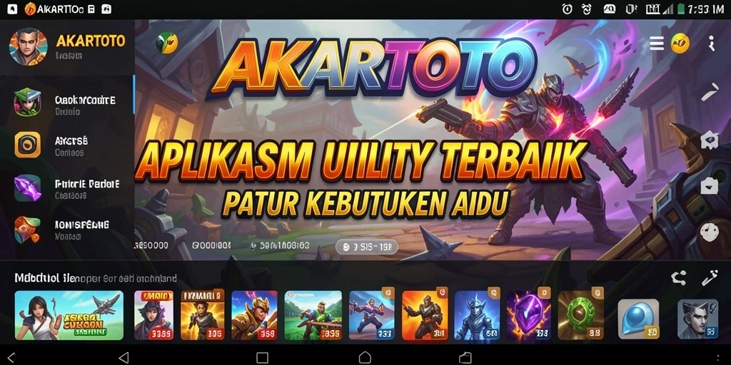 Tampilan utama AKARTOTO dengan fitur-fitur utility yang mudah diakses.