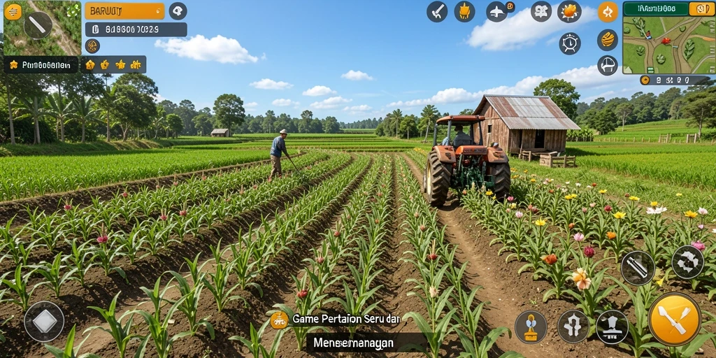 Tampilan gameplay BARU01 yang memikat saat berkebun.