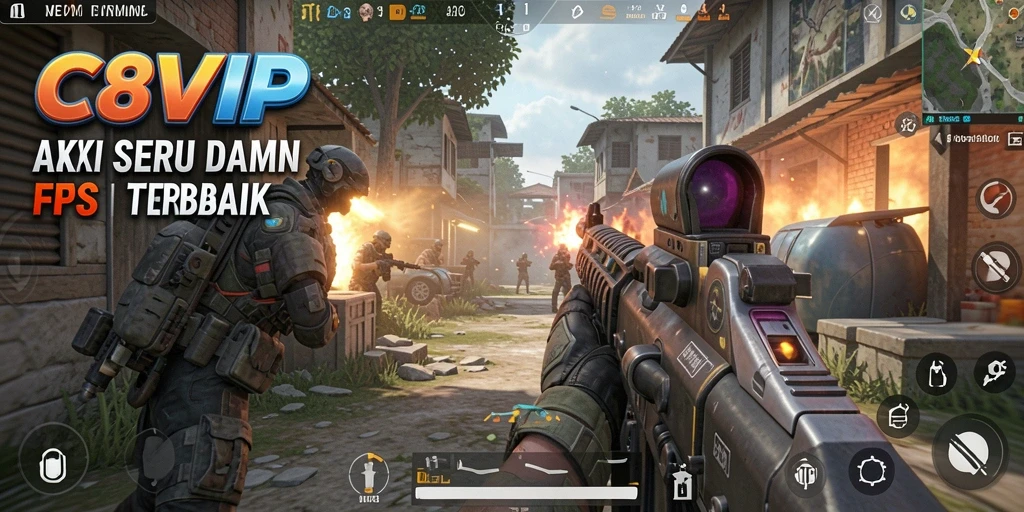 Tampilan gameplay intens dari C8VIP dengan grafis memukau.