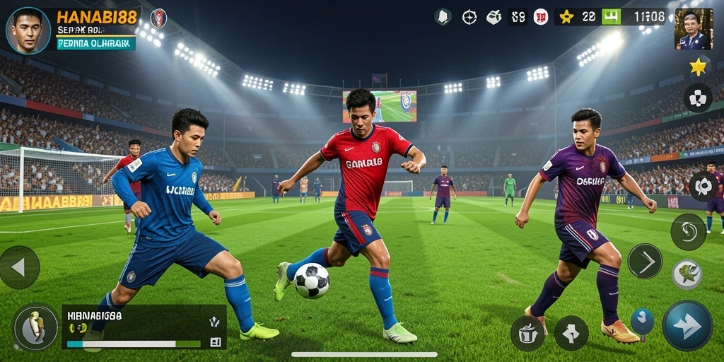 Gameplay HANABI88 yang seru dan menantang dalam pertandingan sepak bola.
