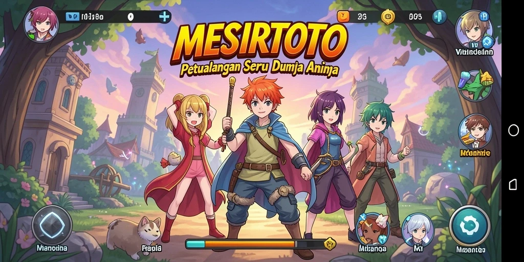 Screenshot gameplay seru MESIRTOTO dengan karakter Anime.