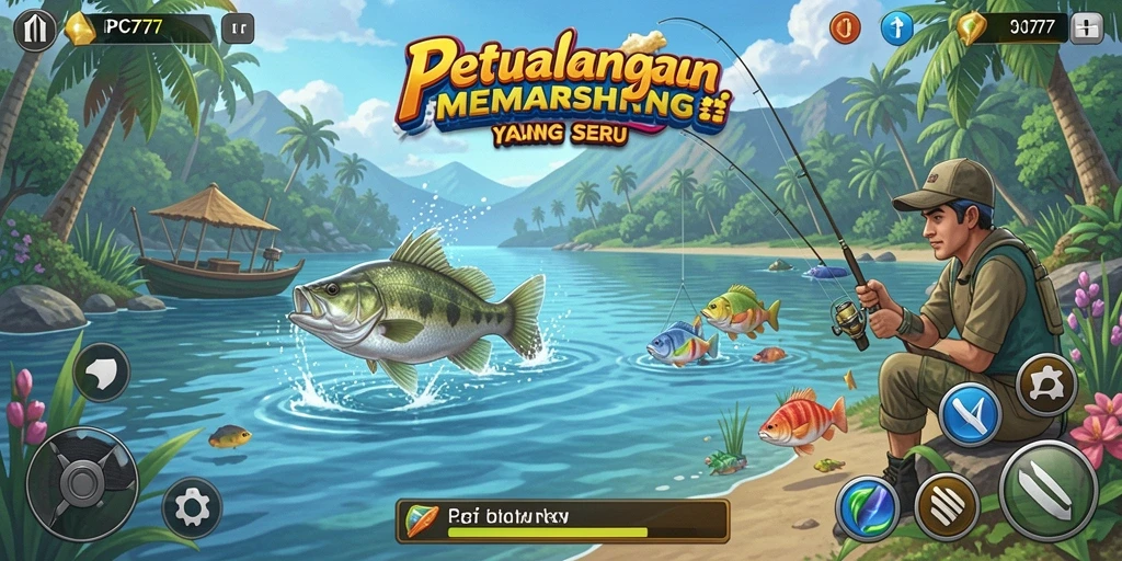 Tampilan menawan gameplay memancing di PC777 dengan ikan beragam.