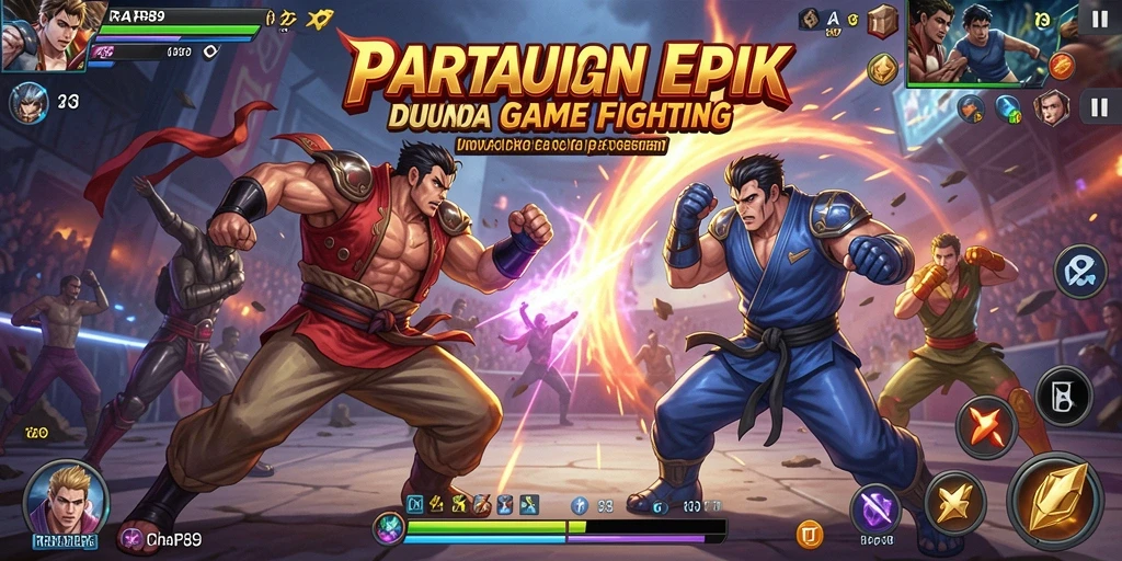 Screenshot gameplay RAP89 menampilkan pertempuran seru antara karakter yang kuat.