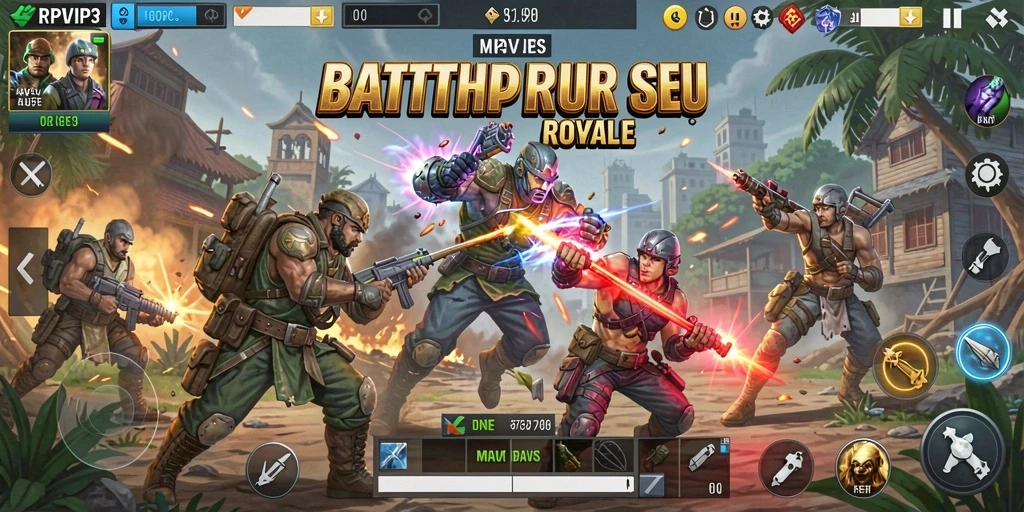 Tangkapan layar RPVIP3 menunjukkan aksi pertempuran intens dalam mode Battle Royale.